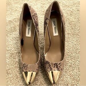 Steve Madden Snakeskin Heels with Gold Accents